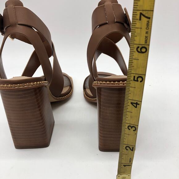 Steve Madden Womens Lighten Platform Sandal Leather Buckle Cognac 7 New - Picture 5 of 10